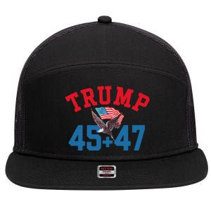 Patriotic Trump 45 And 47 Victory Winner Won Patriotic Flag 7 Panel Mesh Trucker Snapback Hat