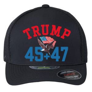 Patriotic Trump 45 And 47 Victory Winner Won Patriotic Flag Flexfit Unipanel Trucker Cap