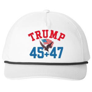 Patriotic Trump 45 And 47 Victory Winner Won Patriotic Flag Snapback Five-Panel Rope Hat