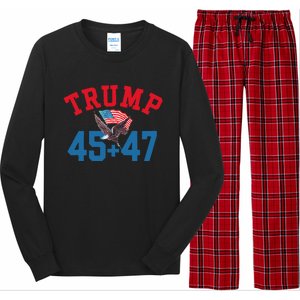 Patriotic Trump 45 And 47 Victory Winner Won Patriotic Flag Long Sleeve Pajama Set