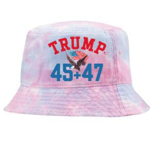 Patriotic Trump 45 And 47 Victory Winner Won Patriotic Flag Tie-Dyed Bucket Hat