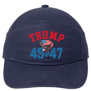 Patriotic Trump 45 And 47 Victory Winner Won Patriotic Flag 7-Panel Snapback Hat