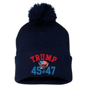 Patriotic Trump 45 And 47 Victory Winner Won Patriotic Flag Pom Pom 12in Knit Beanie