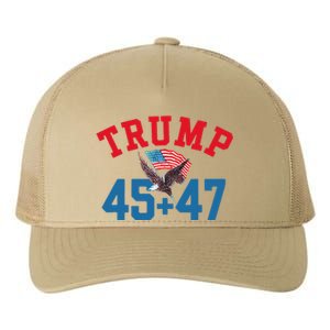 Patriotic Trump 45 And 47 Victory Winner Won Patriotic Flag Yupoong Adult 5-Panel Trucker Hat