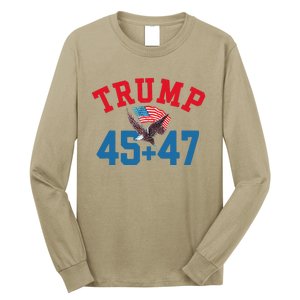 Patriotic Trump 45 And 47 Victory Winner Won Patriotic Flag Long Sleeve Shirt