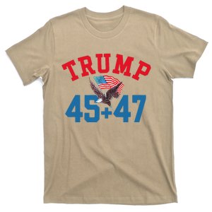 Patriotic Trump 45 And 47 Victory Winner Won Patriotic Flag T-Shirt