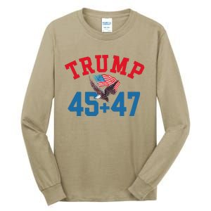 Patriotic Trump 45 And 47 Victory Winner Won Patriotic Flag Tall Long Sleeve T-Shirt