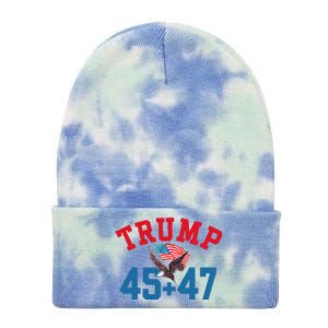 Patriotic Trump 45 And 47 Victory Winner Won Patriotic Flag Tie Dye 12in Knit Beanie