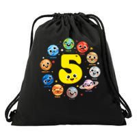 Planets Three 5 Years Old 5th Birthday Boy And Girl Drawstring Bag