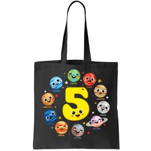 Planets Three 5 Years Old 5th Birthday Boy And Girl Tote Bag