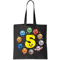 Planets Three 5 Years Old 5th Birthday Boy And Girl Tote Bag