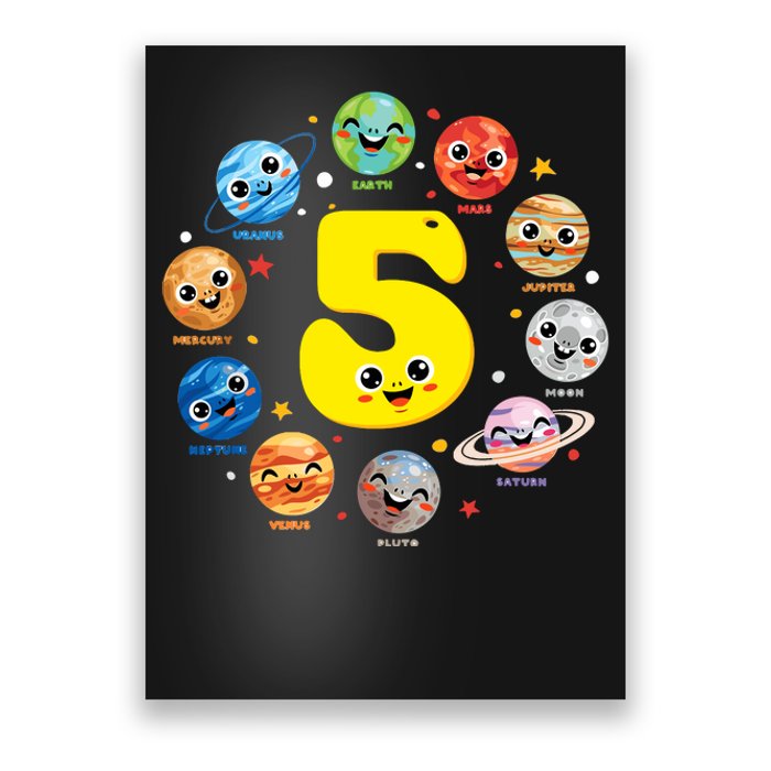 Planets Three 5 Years Old 5th Birthday Boy And Girl Poster