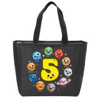 Planets Three 5 Years Old 5th Birthday Boy And Girl Zip Tote Bag