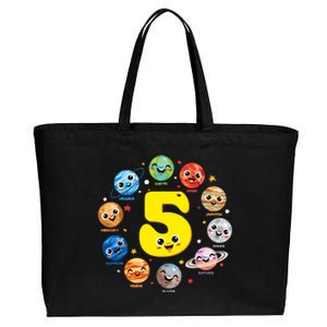 Planets Three 5 Years Old 5th Birthday Boy And Girl Cotton Canvas Jumbo Tote