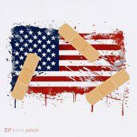Patriotic Tattered American Flag With Bandages. Knit Cap Winter Beanie