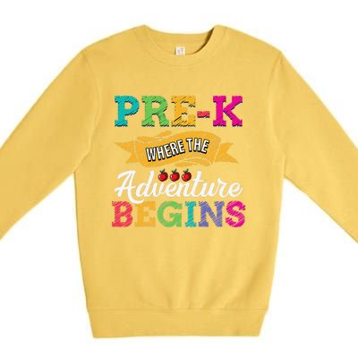 PreK Teacher Adventure Begins First Day Preschool Teachers Gift Premium Crewneck Sweatshirt