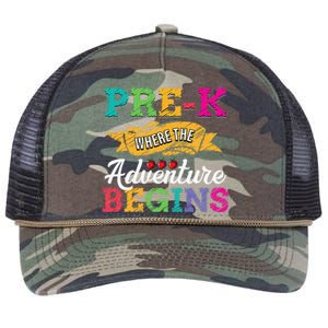 PreK Teacher Adventure Begins First Day Preschool Teachers Gift Retro Rope Trucker Hat Cap