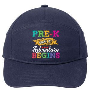 PreK Teacher Adventure Begins First Day Preschool Teachers Gift 7-Panel Snapback Hat