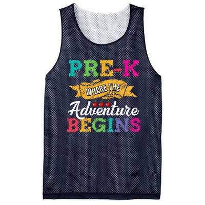 PreK Teacher Adventure Begins First Day Preschool Teachers Gift Mesh Reversible Basketball Jersey Tank