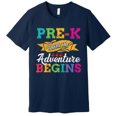 PreK Teacher Adventure Begins First Day Preschool Teachers Gift Premium T-Shirt