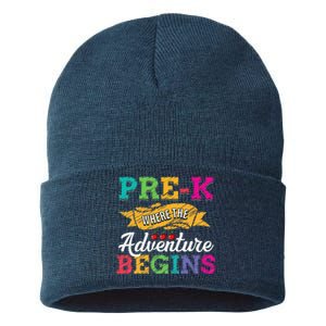 PreK Teacher Adventure Begins First Day Preschool Teachers Gift Sustainable Knit Beanie