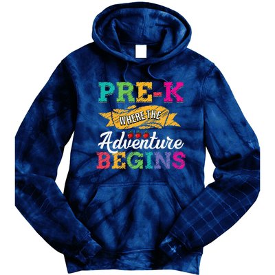 PreK Teacher Adventure Begins First Day Preschool Teachers Gift Tie Dye Hoodie