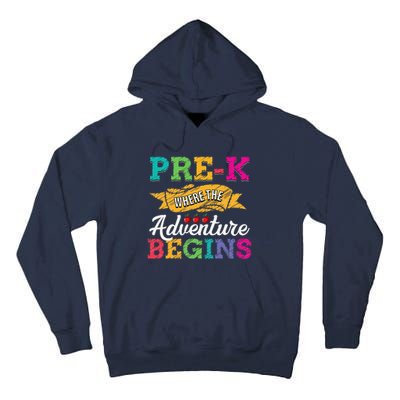 PreK Teacher Adventure Begins First Day Preschool Teachers Gift Tall Hoodie