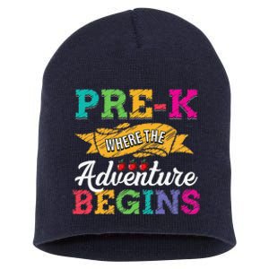 PreK Teacher Adventure Begins First Day Preschool Teachers Gift Short Acrylic Beanie