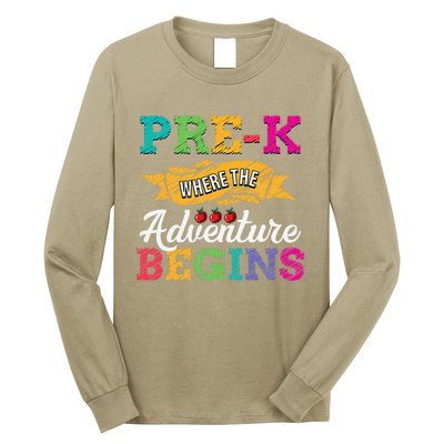 PreK Teacher Adventure Begins First Day Preschool Teachers Gift Long Sleeve Shirt