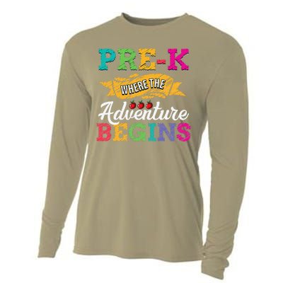 PreK Teacher Adventure Begins First Day Preschool Teachers Gift Cooling Performance Long Sleeve Crew