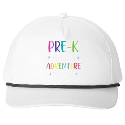 PreK Teacher Adventure Begins First Day Preschool Teachers Snapback Five-Panel Rope Hat