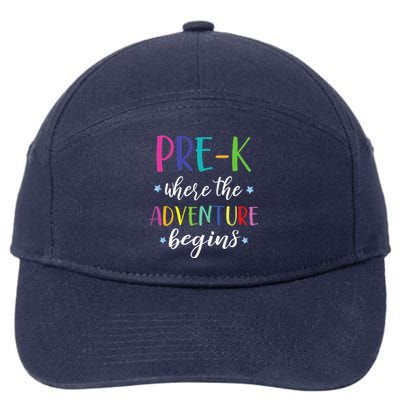 PreK Teacher Adventure Begins First Day Preschool Teachers 7-Panel Snapback Hat