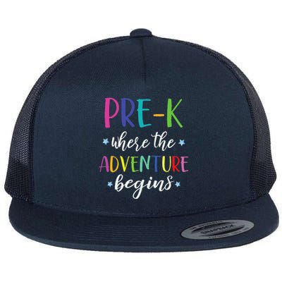 PreK Teacher Adventure Begins First Day Preschool Teachers Flat Bill Trucker Hat