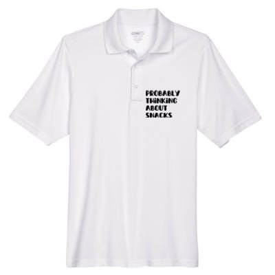 Probably Thinking About Snacks Funny Men's Origin Performance Piqué Polo