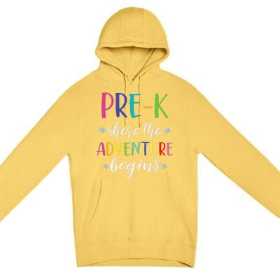 PreK Teacher Adventure Begins First Day Preschool Teachers Premium Pullover Hoodie