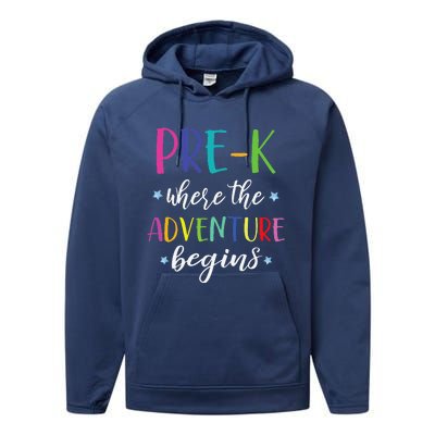 PreK Teacher Adventure Begins First Day Preschool Teachers Performance Fleece Hoodie