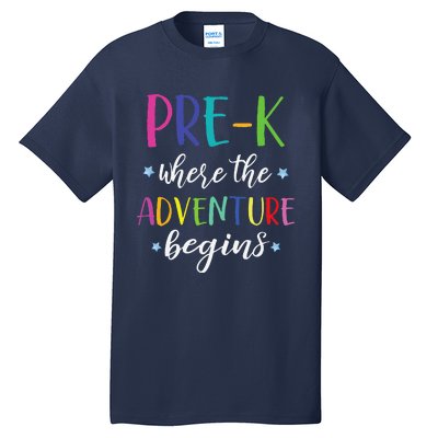 PreK Teacher Adventure Begins First Day Preschool Teachers Tall T-Shirt