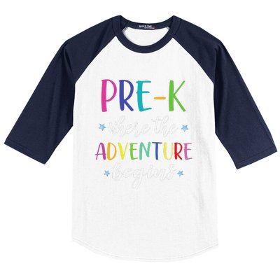 PreK Teacher Adventure Begins First Day Preschool Teachers Baseball Sleeve Shirt