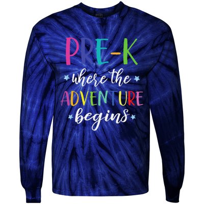 PreK Teacher Adventure Begins First Day Preschool Teachers Tie-Dye Long Sleeve Shirt