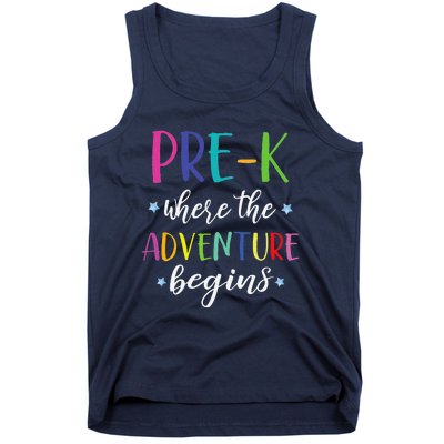 PreK Teacher Adventure Begins First Day Preschool Teachers Tank Top