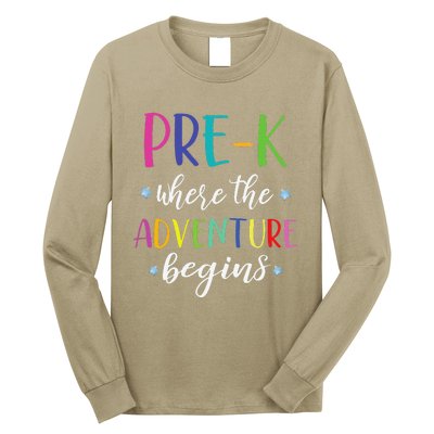 PreK Teacher Adventure Begins First Day Preschool Teachers Long Sleeve Shirt