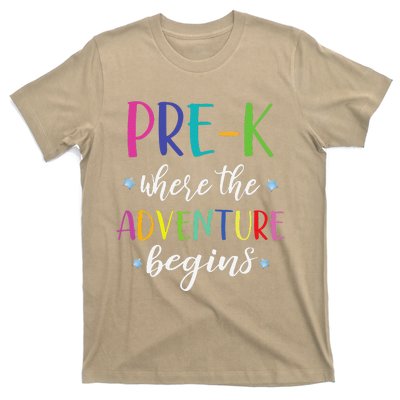 PreK Teacher Adventure Begins First Day Preschool Teachers T-Shirt