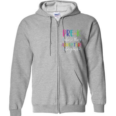 PreK Teacher Adventure Begins First Day Preschool Teachers Full Zip Hoodie