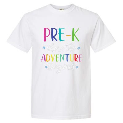 PreK Teacher Adventure Begins First Day Preschool Teachers Garment-Dyed Heavyweight T-Shirt