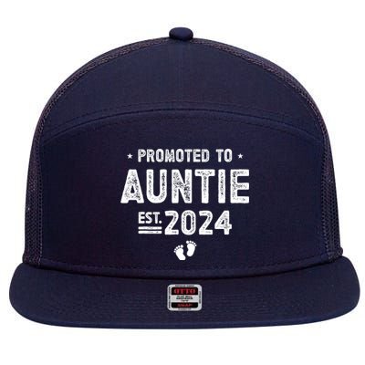 Promoted To Auntie 2024 Soon To Be Auntie 7 Panel Mesh Trucker Snapback Hat