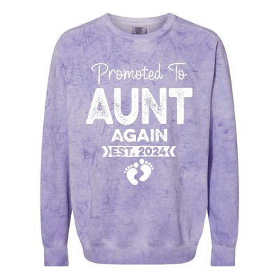 Promoted To Aunt Again Est 2024 Pregnancy Announcement Colorblast Crewneck Sweatshirt