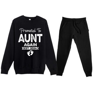 Promoted To Aunt Again Est 2024 Pregnancy Announcement Premium Crewneck Sweatsuit Set