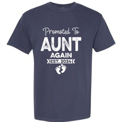 Promoted To Aunt Again Est 2024 Pregnancy Announcement Garment-Dyed Heavyweight T-Shirt