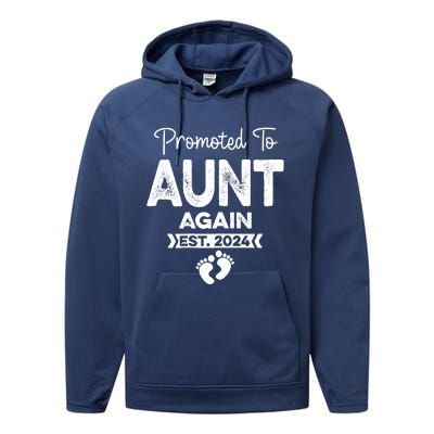 Promoted To Aunt Again Est 2024 Pregnancy Announcement Performance Fleece Hoodie