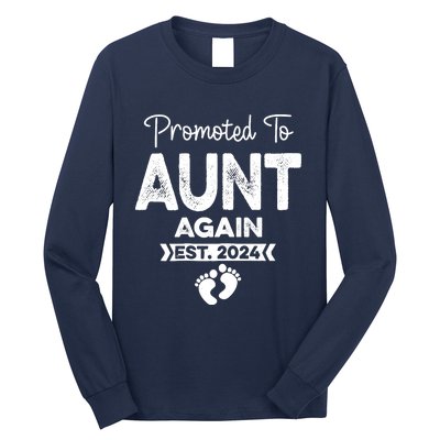 Promoted To Aunt Again Est 2024 Pregnancy Announcement Long Sleeve Shirt